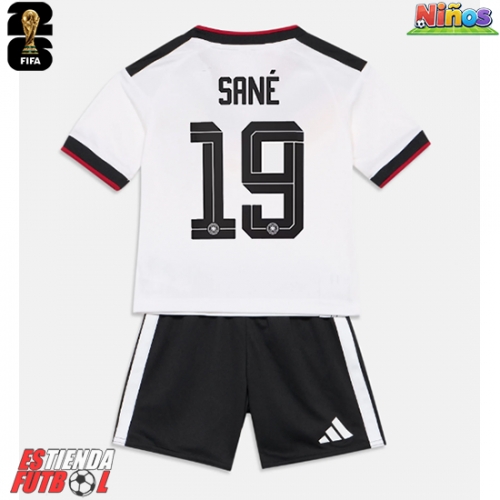 Alemania Leroy Sane #19 Primera Equipación Niños Mundial 2026 Manga Corta (+ Pantalones cortos)